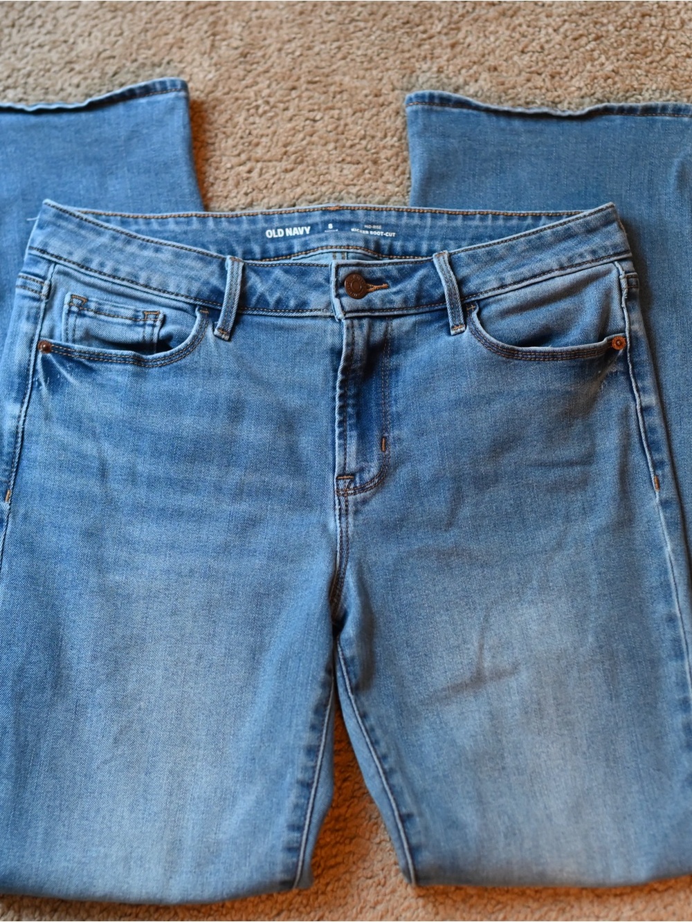 Old Navy Women's Light Blue Mid-Rise Boot Cut Jeans